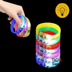 PULSERA LUMINOSA ACRILICA COLORES SURTIDOS x 12